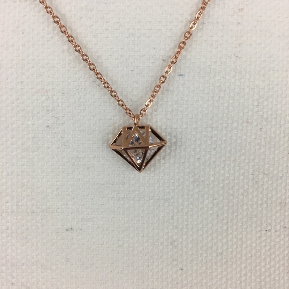 Diamond Shaped Cage Pendant Rose Gold